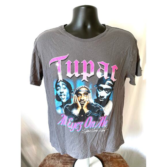 Tupac 2Pac All Eyez On Me Rap Tee Gray Graphic Shirt L - Picture 1 of 6